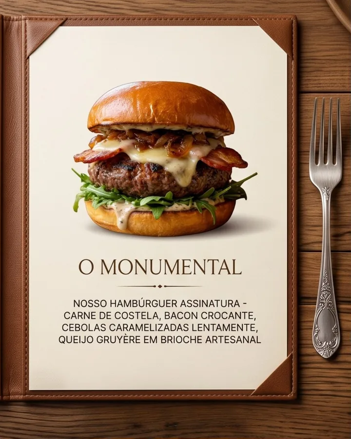 Fotografia de produto alimentar estilo menu premium criada com IA