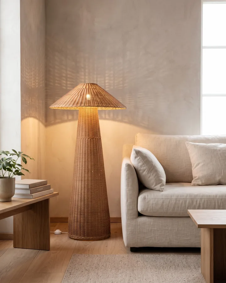 Ambiente de sala fotorrealista criado com IA para peça de decoração